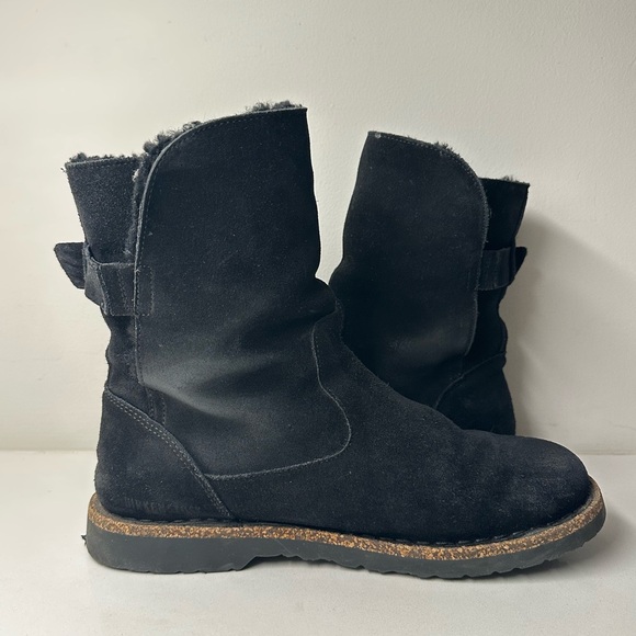 Birkenstock Uppsala Shearling Boots Black Suede Lined Classic Women's EU 39 US 8 - Picture 6 of 13